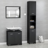 ZNTS 3 Piece Bathroom Furniture Set Black Engineered Wood 3056917