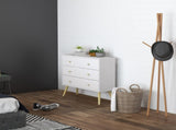 Chest of Drawers, 3-Drawer Storage Organiser Unit with Wood Legs for Bedroom, Living Room, White T3398P342984