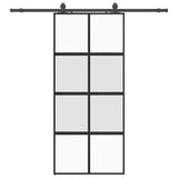 Sliding Door with Hardware Set Black 90x205 cm Tempered Glass 3375893