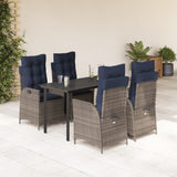 5 Piece Garden Dining Set with Cushions Grey Poly Rattan 3213307