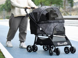 Pet Stroller, Dog Pushchair, Cat Travel Carriage, Foldable w/ Carrying Bag, Universal Wheels, Brake T3398P349596