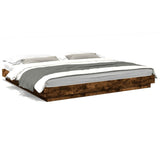 Bed Frame with LED Lights without Mattress Smoked Oak 200x200cm 3281074