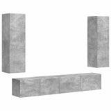 TV Cabinet Set Wall-mounted 3 pcs Concrete Grey Engineered Wood 3408982