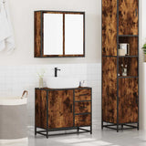 2 Piece Bathroom Furniture Set Smoked Oak Engineered Wood 3300897