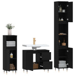ZNTS 3 Piece Bathroom Furniture Set Black Engineered Wood 3190214