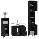 ZNTS 3 Piece Bathroom Furniture Set Black Engineered Wood 3190214