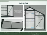 6 x 4ft Polycarbonate Greenhouse, Large Walk-In Green House with Slide Door and Window, Garden T3398P377664