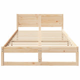 Bed Frame with Headboard Natural 140 x 190 cm Solid Pine Wood 873277