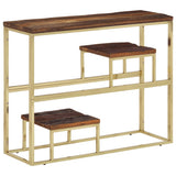Console Table Gold Stainless Steel and Solid Wood Sleeper 350014