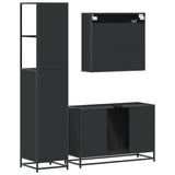 ZNTS 3 Piece Bathroom Furniture Set Black Engineered Wood 3301160