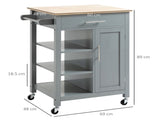 Compact Kitchen Trolley Utility Cart on Wheels with Open Shelf & Storage Drawer for Dining Room, T3398P342451