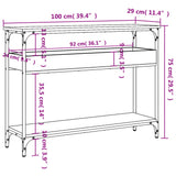 Console Table with Shelf Smoked Oak 100x29x75cm Engineered Wood 837719