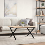 ZNTS Coffee Table X-Frame 90x90x45 cm Solid Wood Pine and Steel 3282687