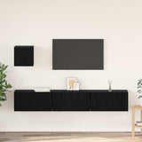 TV Cabinet Set Wall-mounted 4 pcs Black Oak Engineered Wood 3393148