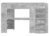 Loft Bed Frame with Desk with Storage Concrete Grey 90 x 200 cm 3410454