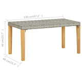 Garden Bench 120 cm Grey Poly Rattan and Solid Acacia Wood 46489