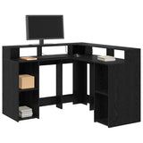 Desk with Shelf Black Oak 130 x 130 x 91 cm Engineered wood 3365617