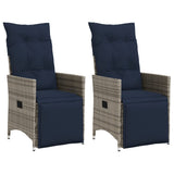 Reclining Garden Chairs 2 pcs with Cushions Grey Poly Rattan 365670