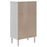 Shoe Cabinet SENJA Rattan Look White 59.5x35x107 cm Solid Wood 358050