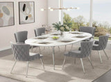 Velvet dining chair, set of 2, luxurious living room/bedroom lounge chair with four silver-colored N606P389327G
