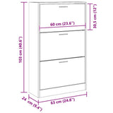 Shoe Cabinet White 63x24x103 cm Engineered Wood 342550