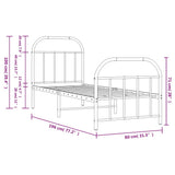Bed Frame Black Powder-coated Steel Small Single Bed Frame 353643