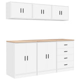 Garage Cabinets 6 pcs White Engineered Wood 3328341