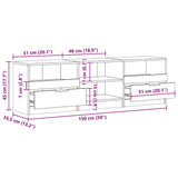 TV Cabinet Old Wood 150x33.5x45 cm Engineered Wood 856852