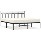 Metal Bed Frame without Mattress with Headboard Black 160x200cm 373694