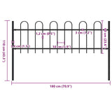 Garden Fence with Hoop Top Steel 1.8 m Black 144928