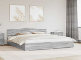 Bed Frame with Drawer Grey Sonoma 200 x 200 cm Engineered Wood 3413157
