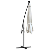 Hanging Garden Parasol with LED Lighting 300 cm Sand Metal Pole 42970
