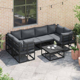 Garden Sofa Set with Cushion 6 pcs Black Aluminium 3378944