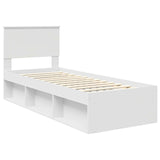Bed Frame with Headboard White 75 x 190 cm Solid Pine Wood 3410663