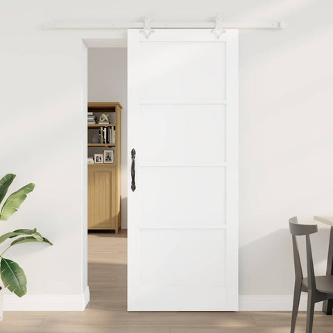 Sliding Door Manual White 83 x 211 cm Solid pine wood and steel 3333563