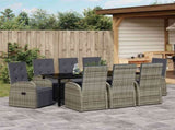 Garden Dining Set with Cushion 9 pcs Grey Poly Rattan 3379505