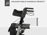 4 Wheel Rollator with Seat and Back, Folding Mobility Walker with Carry Bag, Adjustable Height, Dual T3398P344117