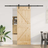 Sliding Door with Hardware Set 70x210 cm Solid Wood Pine 3332646