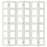 Room Divider 6 Panels White Solid Wood Paulownia 358700