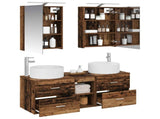 Bathroom Furniture Set 5 pcs Old Wood Engineered Wood and Glass 3407077