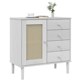 Sideboard SENJA Rattan Look White 80x40x80 cm Solid Wood Pine 358038
