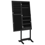 ZNTS Mirror Jewellery Cabinet with LED Lights Free Standing Black 353260