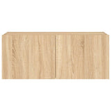 TV Wall Cabinet with LED Lights Sonoma Oak 100x35x41 cm 837325
