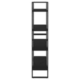 Book Cabinet Black Solid Pine Wood, Metal 80 x 30 x 140 cm 806466