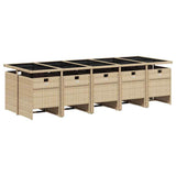 11 Piece Garden Dining Set with Cushions Mix Beige Poly Rattan 3210576
