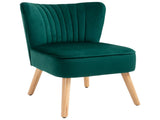 Modern Accent Chair, Fabric Living Room Chair with Rubber Wood Legs and Thick Padding, Green T3398P328136