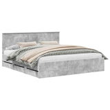 Bed Frame with Drawer Concrete Grey 180 x 200 cm Engineer Wood 3410682