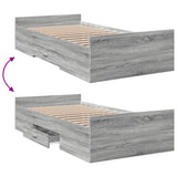 Bed Frame Grey Sonoma Engineered Wood 75 x 190 cm Small Single 3280354