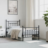Bed Frame Black Powder-Coated Steel Single Metal Bed Frame 353546