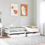 Daybed with Drawers without Mattress White 90x200 cm Solid Wood 3302048